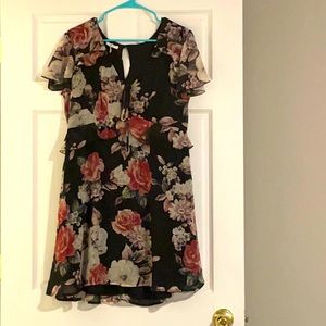 Black floral dress with front tie